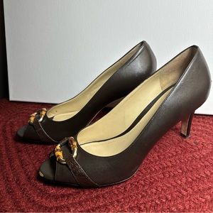 Vintage Chocolate Brown Peep Toe Heels